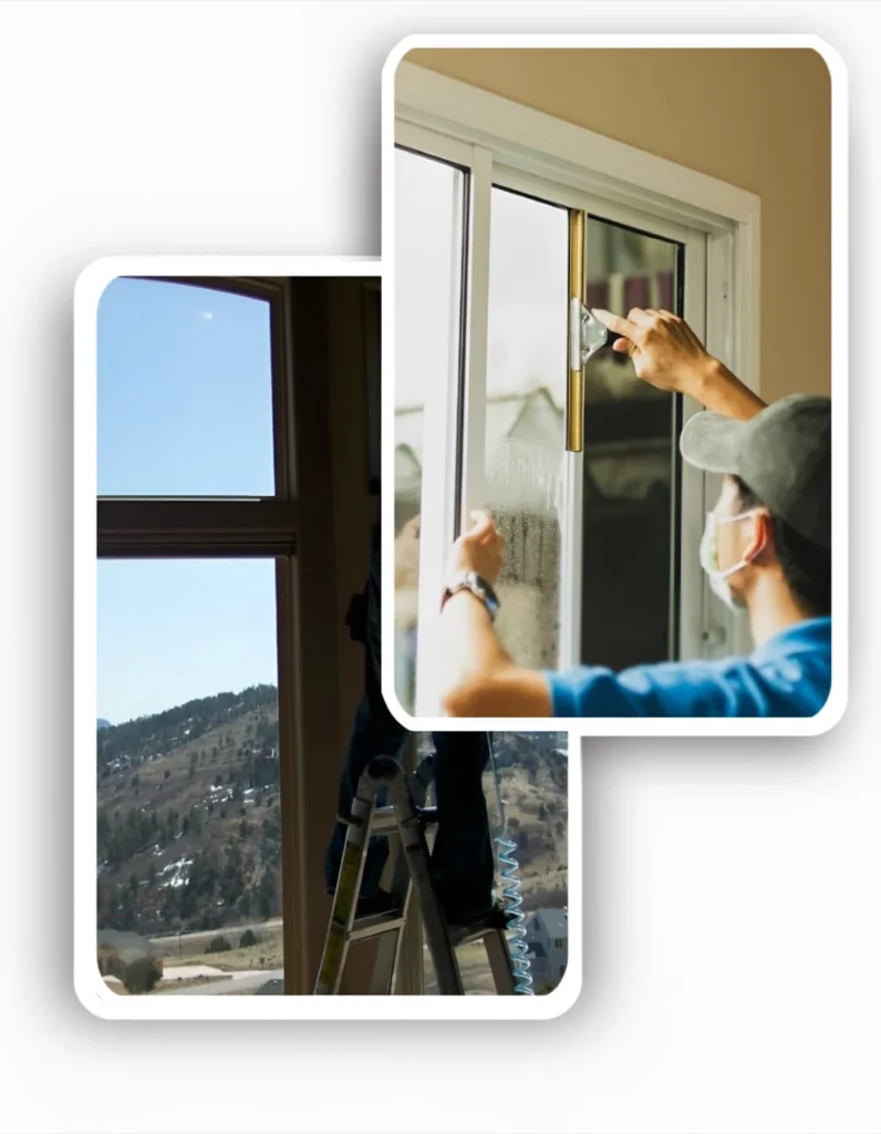 Dark, professionally applied office window tinting on exterior windows, complying with Glasgow regulations.